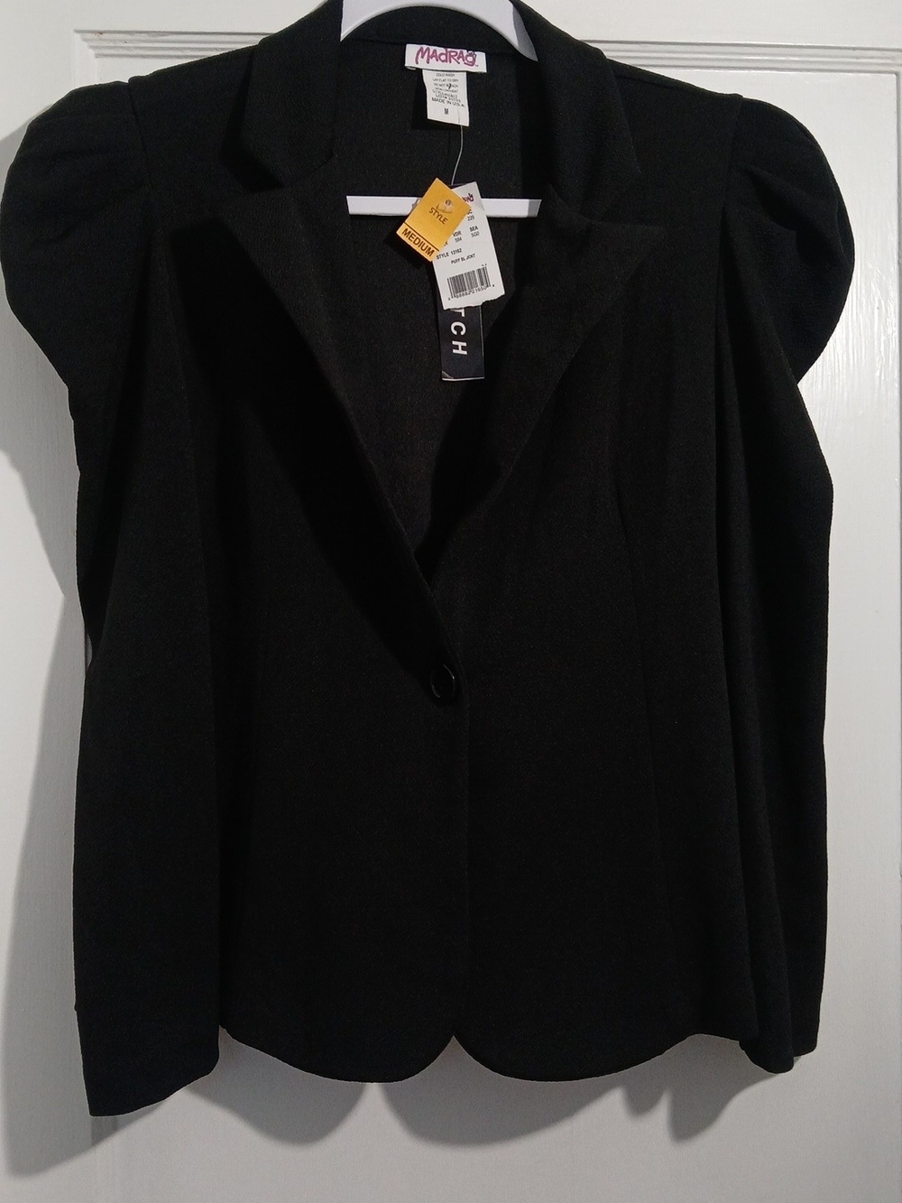 Madrag Medium Puff-Sleeve Single-Button Blazer - NWT